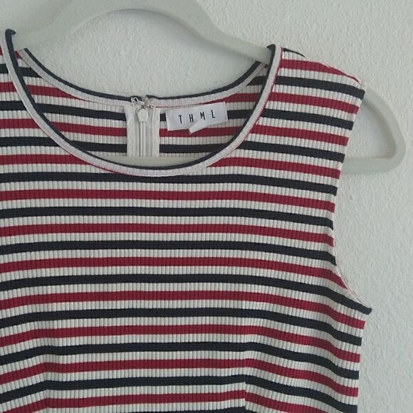 THML Stripe Dress Sleeveless Blue and Red Size Small - Picture 2 of 5